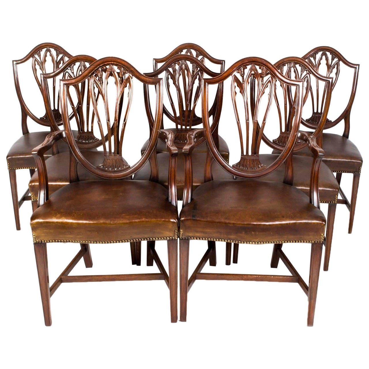 Antique Set 8 English Hepplewhite Dining Chairs C 1900 At 1stdibs Antique Set 8 English Hepplewhite Dining Chairs C 1900 For