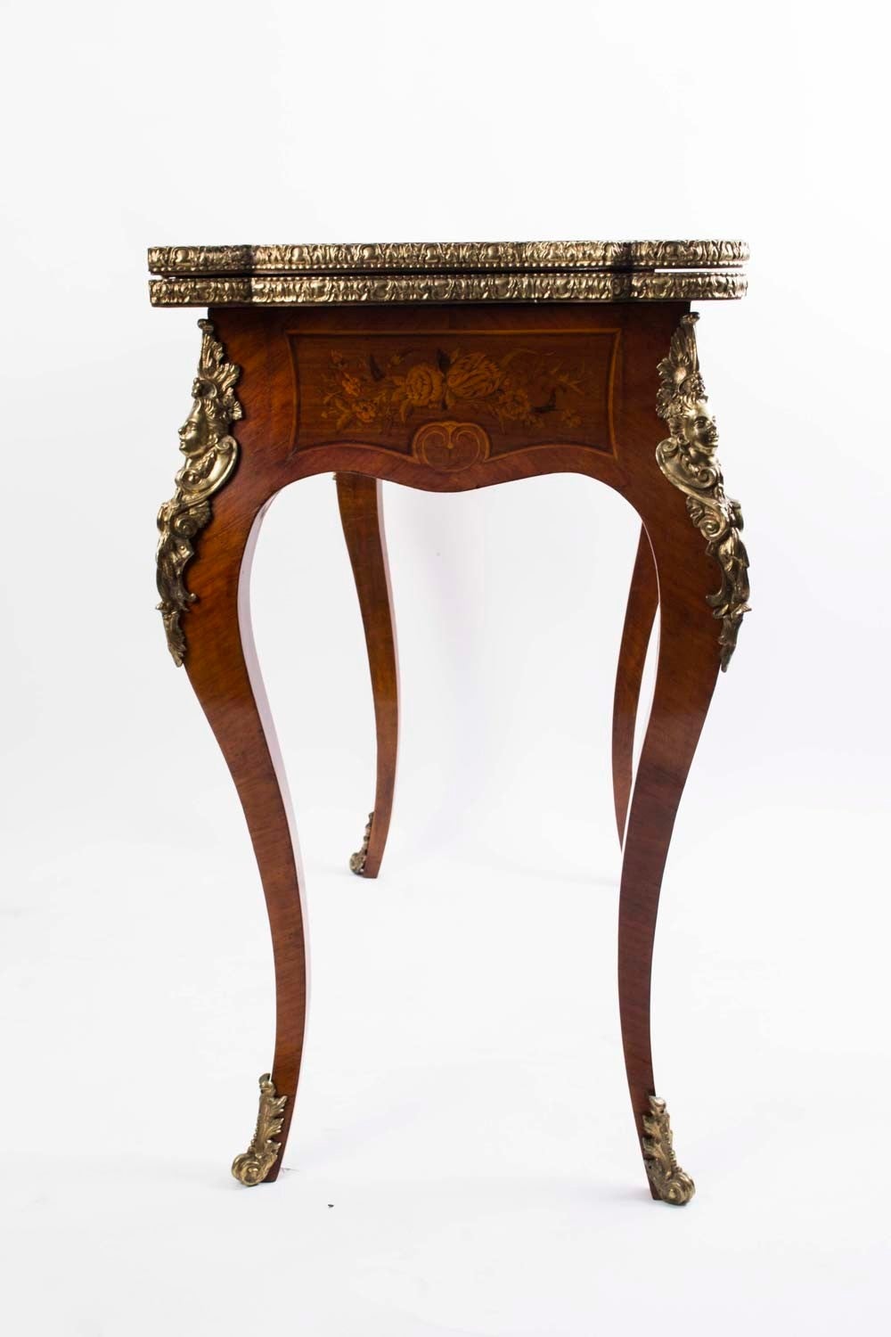 Antique Walnut Marquetry & Ormolu Card Table c.1910 In Excellent Condition In London, GB