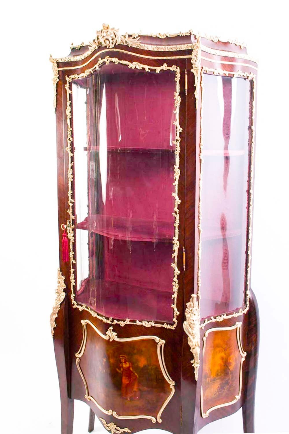 Late 19th Century Antique French Vernis Martin Display Cabinet, 19th Century