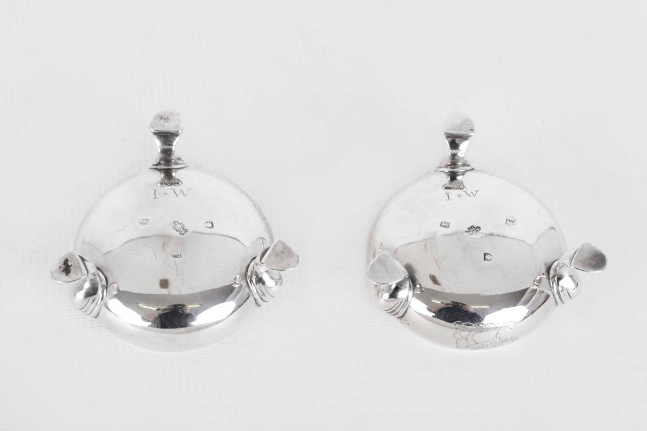 Antique Pair of Silver Salts by Paul de Lamerie 1734 1