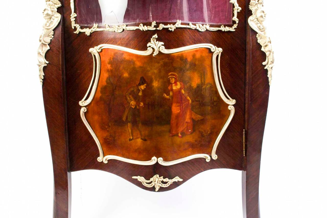 Fabric Antique French Vernis Martin Display Cabinet, 19th Century