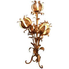 Antique Art Nouveau Gilded Metal Lamp c.1910
