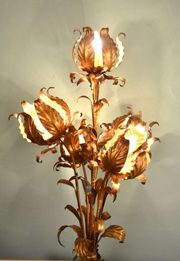 Antique Art Nouveau Gilded Metal Lamp c.1910 In Excellent Condition In London, GB