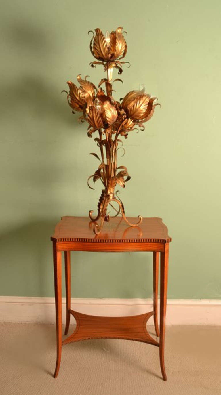20th Century Antique Art Nouveau Gilded Metal Lamp c.1910