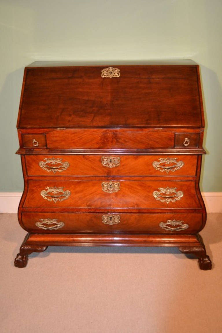 Antique Dutch Walnut Bombe' Bureau C 1760