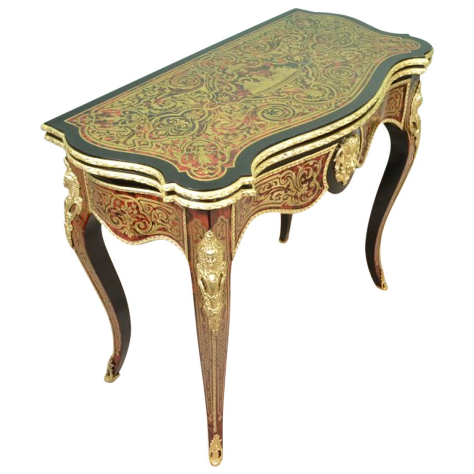 Antique French Boulle Tortoiseshell Card Table ca. 1860