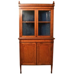 Antique 19th Century English Edwardian Satinwood Corner Cabinet