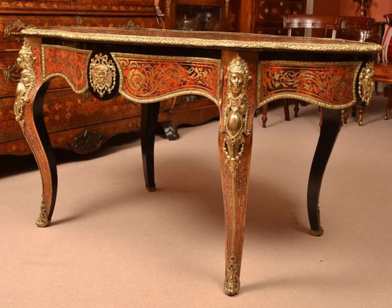 Brass Antique French Boulle Centre Table / Bureau Plat ca. 1870