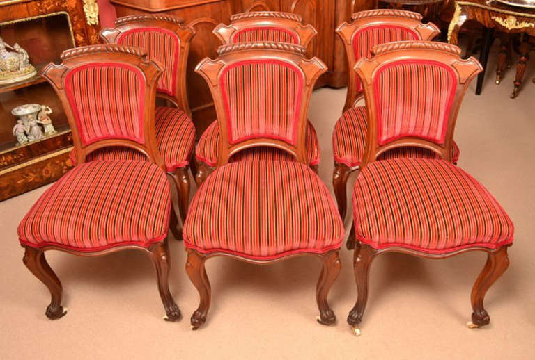 Antique Set of 6 Victorian Mahogany Dining Chairs circa 1860
