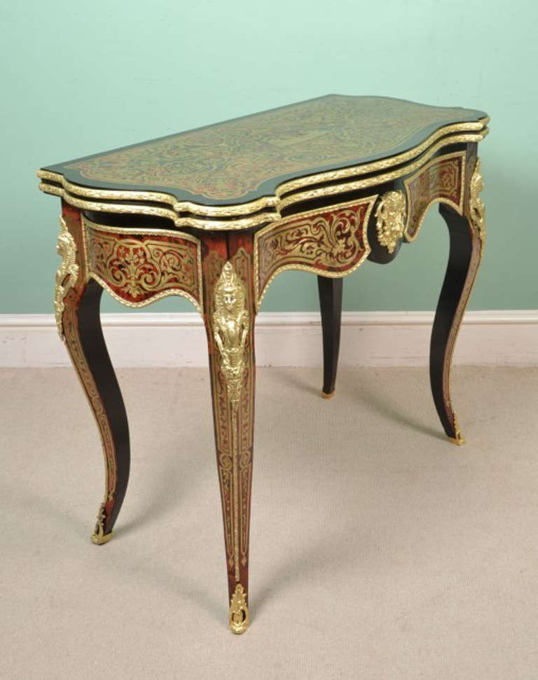 Antique French Boulle Tortoiseshell Card Table ca. 1860 In Excellent Condition In London, GB