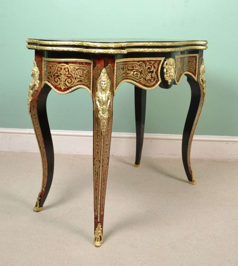 19th Century Antique French Boulle Tortoiseshell Card Table ca. 1860
