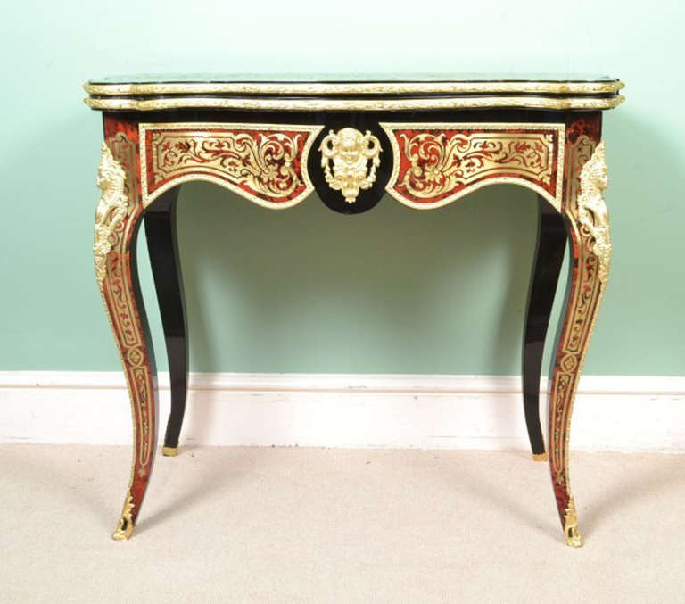 Antique French Boulle Tortoiseshell Card Table ca. 1860 1