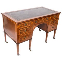Used 19th Century Edwardian Inlaid Desk, Bears "Shoolbred & Co." Stamp