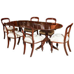 Retro Regency Style Dining Table and Six Antique Chairs