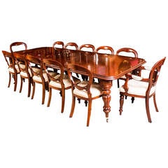 Antique Victorian Dining Table with Twelve Chairs, circa 1850