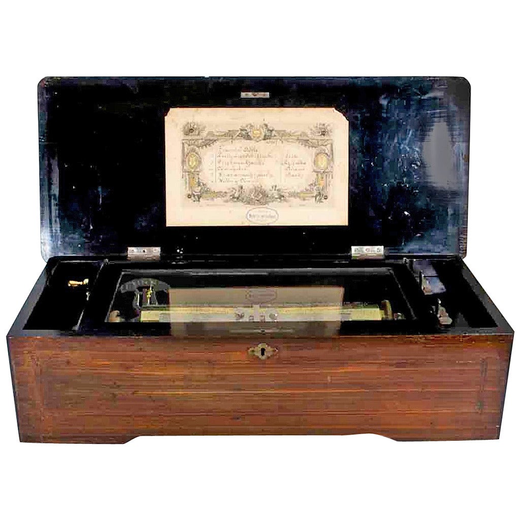 Antique Swiss, Six-Air Rosewood Musical Box, circa 1890