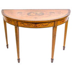 Used Satinwood Hand-Painted Console Table, circa 1900