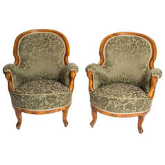 Antique Pair of Victorian Mahogany Armchairs, circa 1880