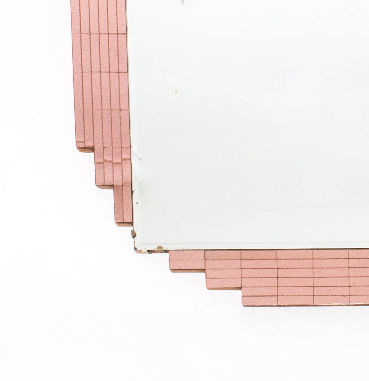 Antique Art Deco Stepped, Pink Mirror with Mosaic Panels, circa 1920 In Excellent Condition In London, GB