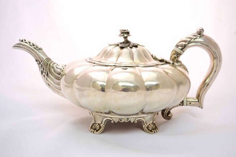 19th Century Antique George IV English Silver Teapot 1827