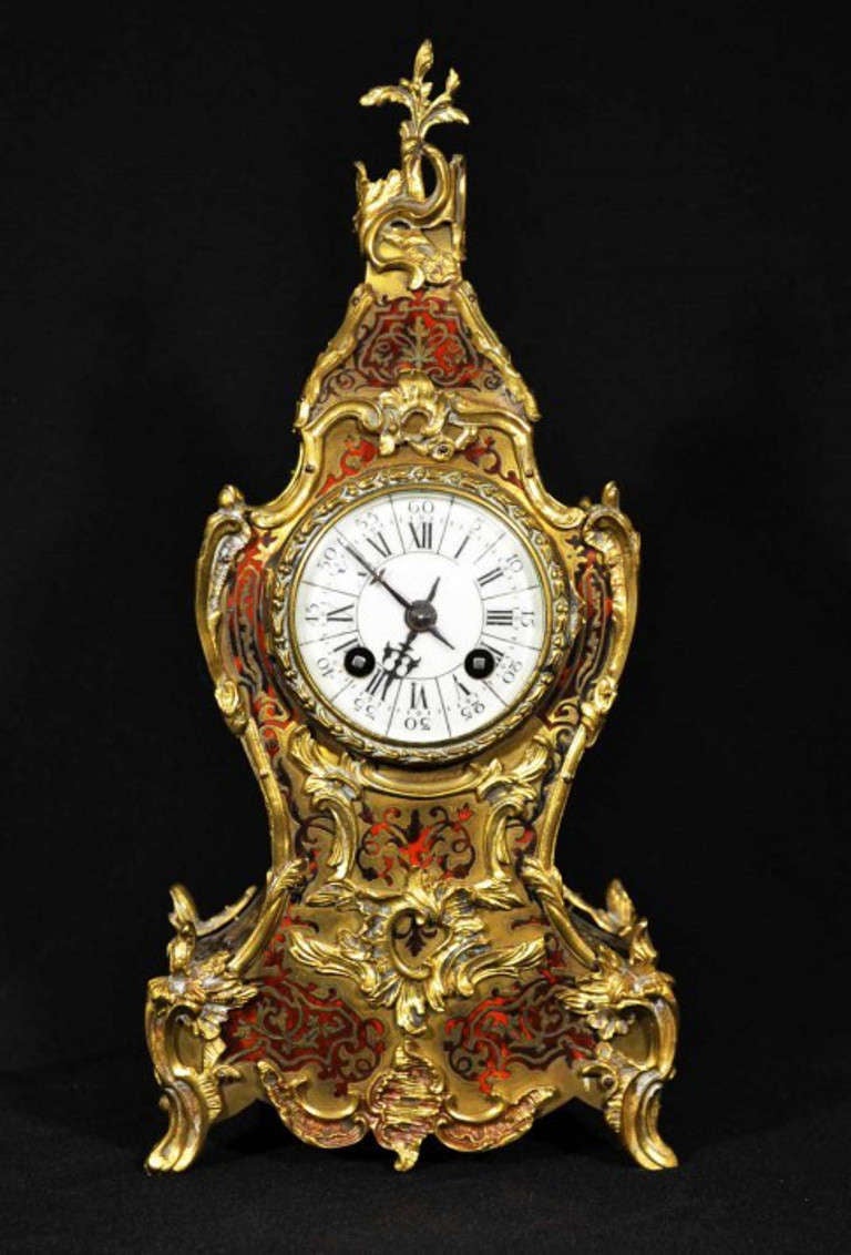 Pendule de cheminée française ancienne Boulle - AD Mougin vers1870