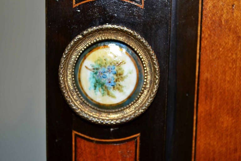 Antique Satinwood Display Cabinet Sevres Plaques c.1860 2