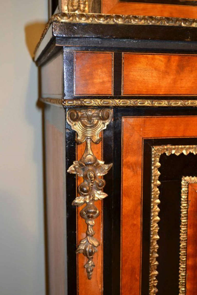 Antique Satinwood Display Cabinet Sevres Plaques c.1860 3