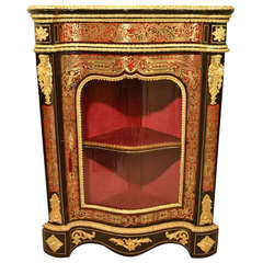Antique Victorian Serpentine Boulle Corner Cabinet 1860