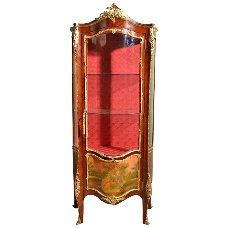 Antique French Vernis Martin Display Cabinet circa 1900