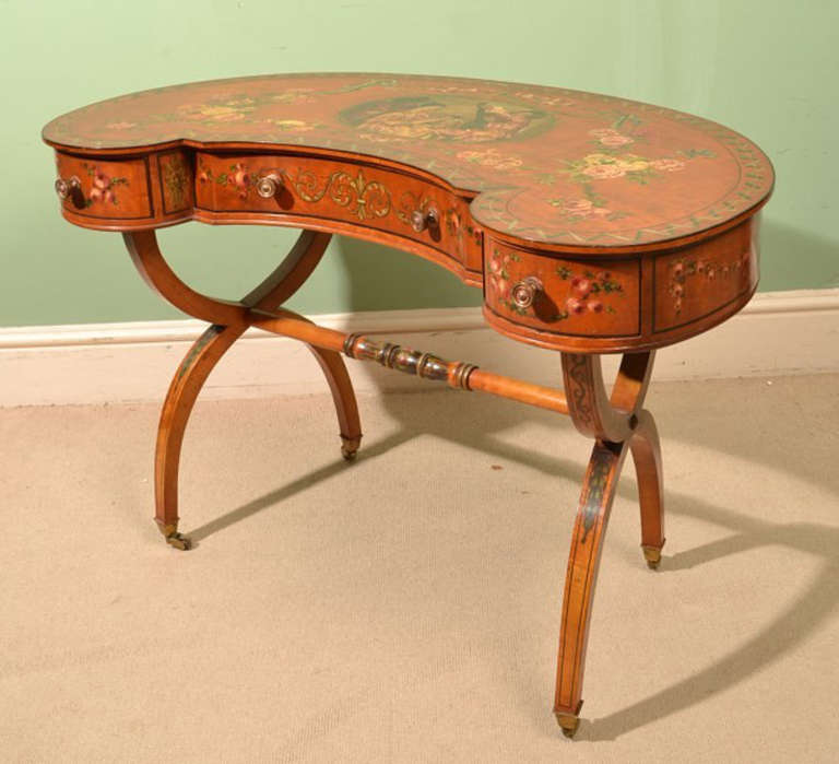 English Antique Sheraton Revival Dressing Table circa 1900