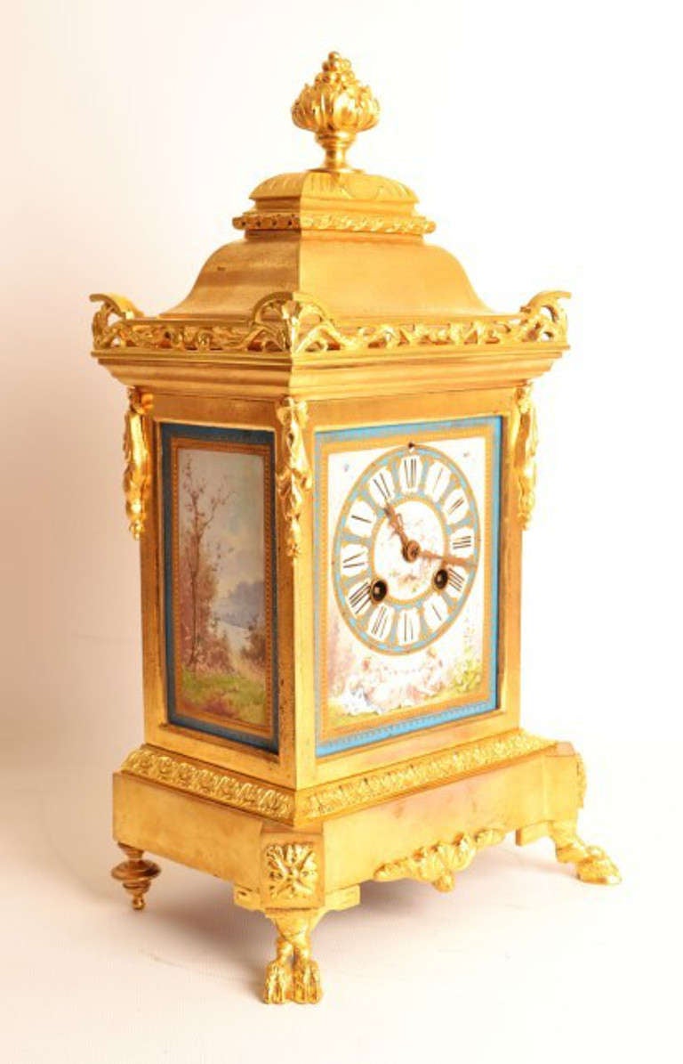 19th Century Antique French Ormolu & Porcelain Clock circa 1860