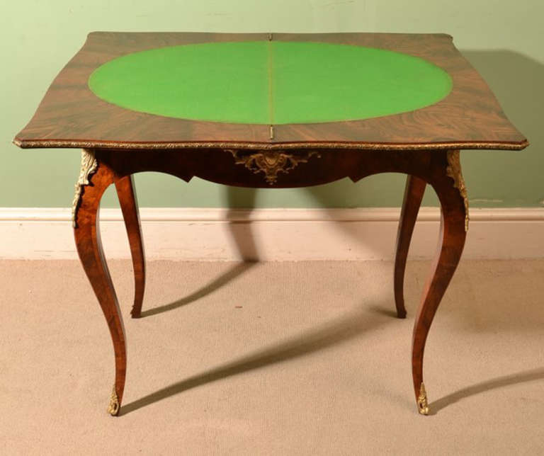 Antique Victorian Walnut & Marquetry Games Table circa 1870 1