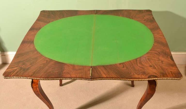 Antique Victorian Walnut & Marquetry Games Table circa 1870 2