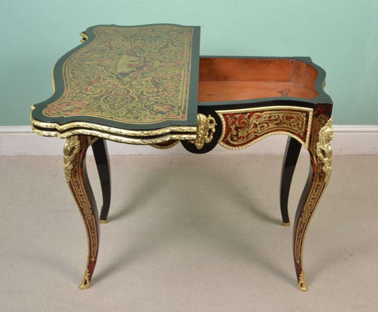 Antique French Boulle Tortoiseshell Card Table circa 1860 2