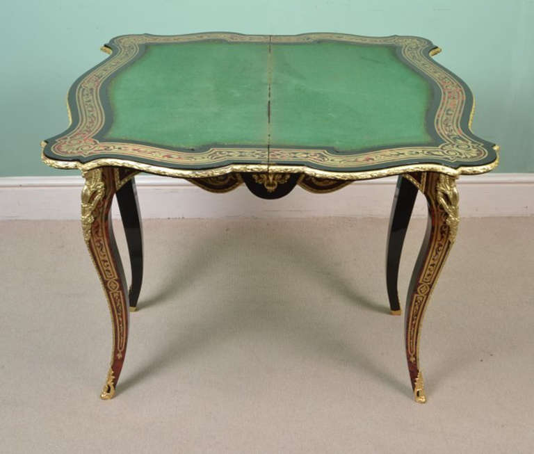 Antique French Boulle Tortoiseshell Card Table circa 1860 4