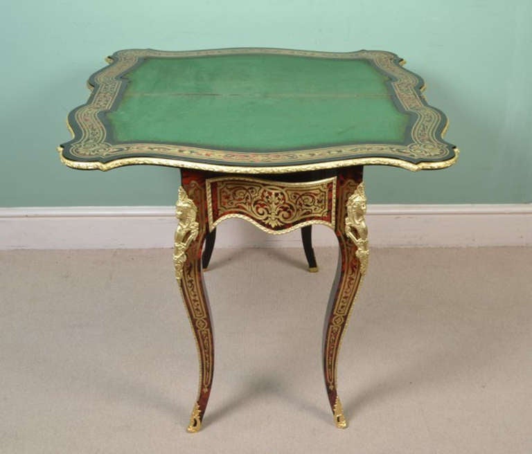 Antique French Boulle Tortoiseshell Card Table circa 1860 5
