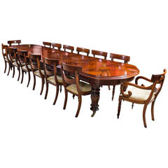 Vintage Victorian Mahogany Dining Table with 14 Chairs
