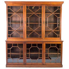 Antique Edwardian 3 Door Walnut Bookcase c.1900