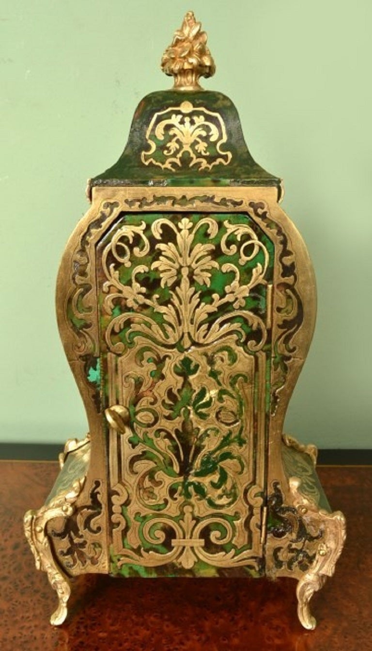 Antique French Green Boulle Mantel Clock by Charles Frodsham, circa 1880 In Excellent Condition In London, GB