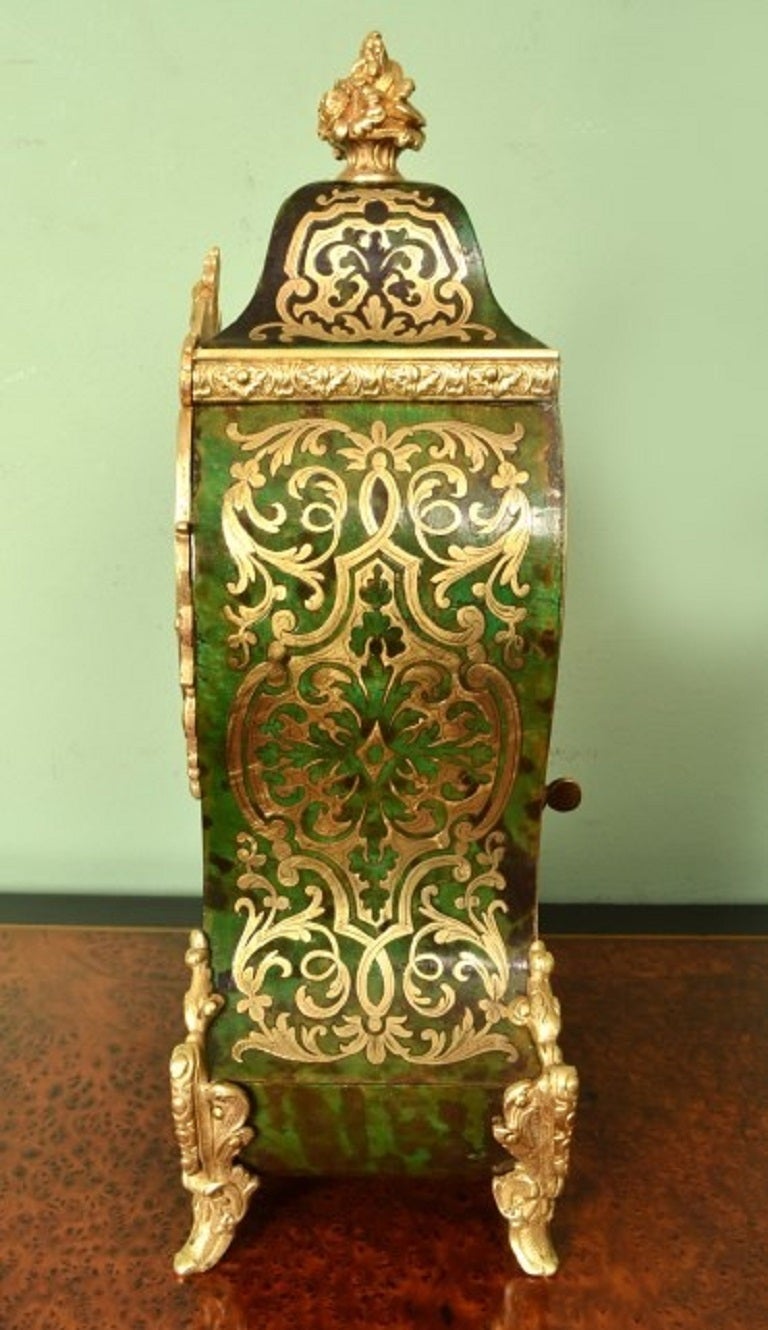 19th Century Antique French Green Boulle Mantel Clock by Charles Frodsham, circa 1880