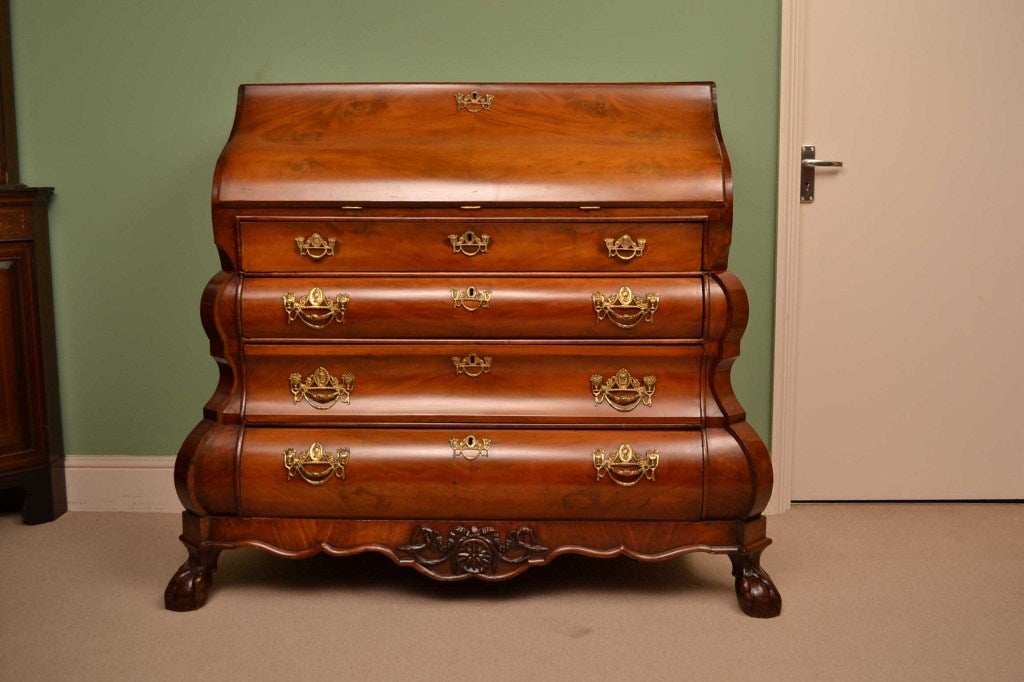 Antique Dutch Marquetry Walnut Bureau c.1780