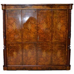 Inlaid Burr Walnut TV Plasma Hi Fi Stereo Cabinet 12