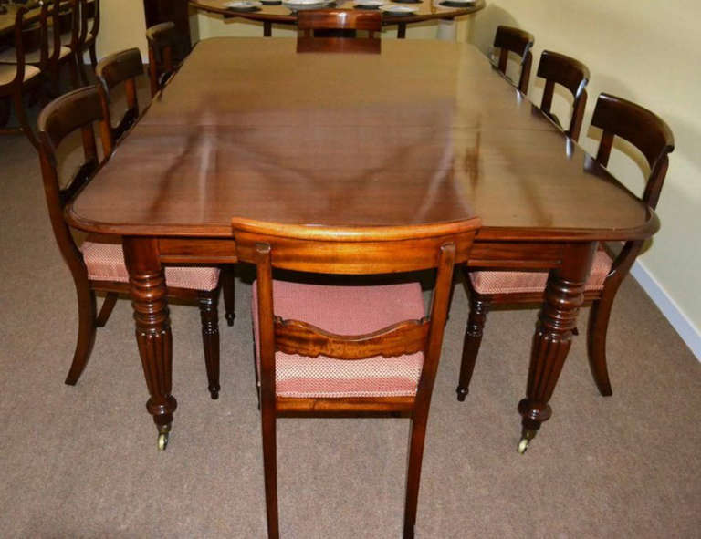 English Antique Regency Dining Table c.1820 & 8 Vintage Chairs 
