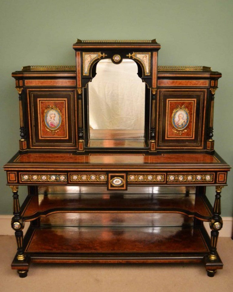 Antique Victorian Walnut Inlaid Bonheur Du Jour c.1860