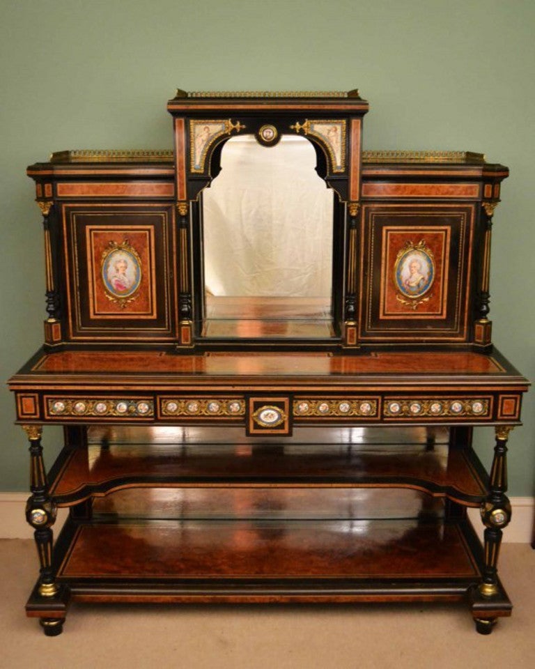 Antique Victorian Walnut Inlaid Bonheur Du Jour c.1860 