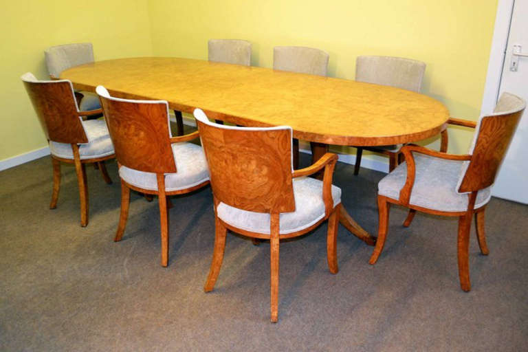 20th Century Antique Art Deco Dining Table plus 8 Chairs & Sideboard 