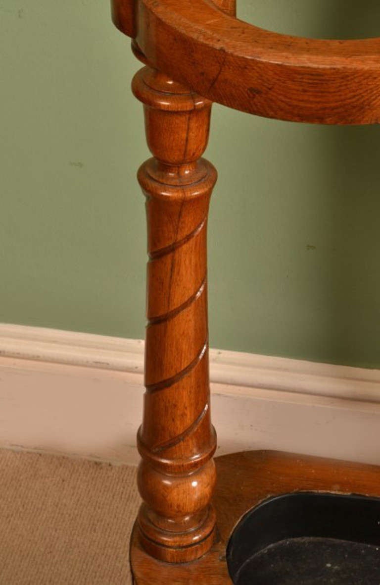 Antique Victorian Oak Hall Umbrella Coat Stand, 19th Century 2