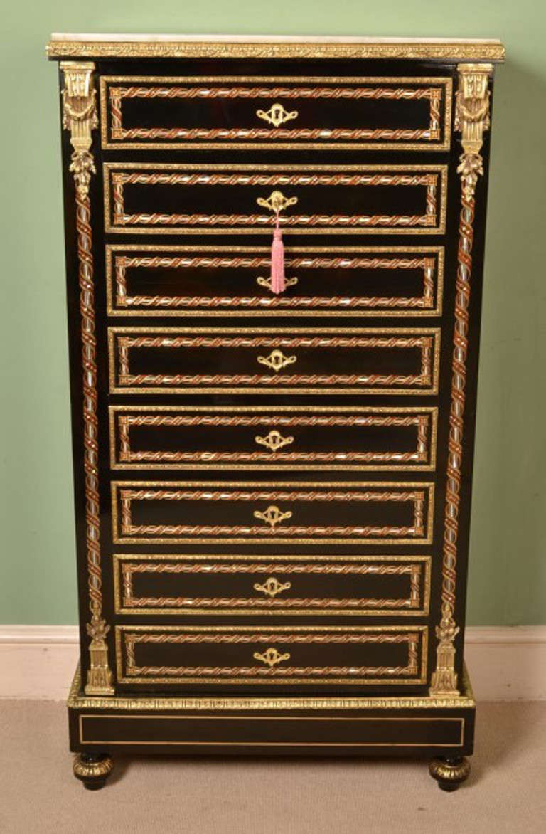 Antique French Secretaire Abattant Mother of Pearl 1880 In Excellent Condition In London, GB