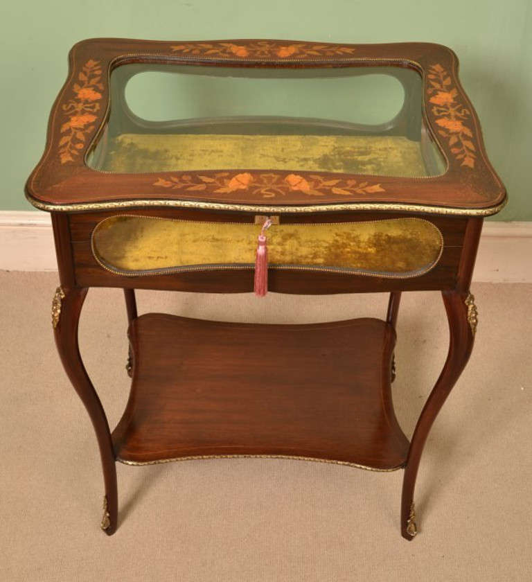 Antique French Marquetry Display Table c.1880 at 1stdibs