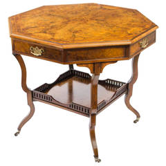 Antique Burr Walnut Inlaid Occassional Table, circa 1880